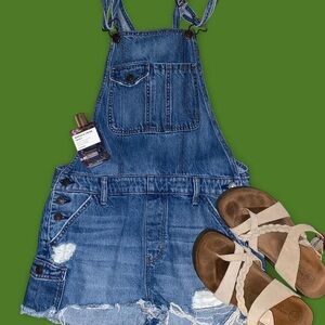 American Eagle Outfitters Blue Denim Overalls Classic Style